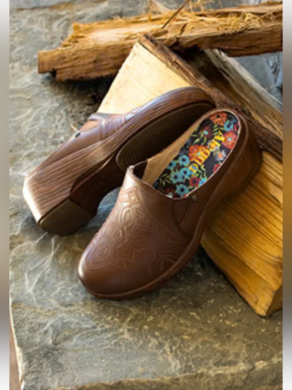 Alegria Sereniti 5-5.5 Leather Open Back Comfort Clog Slip On Shoe Western
